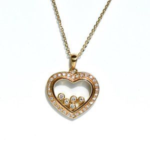 18k Solid Yellow Gold Heart Shaped Made In Italy Handcrafted Pendant